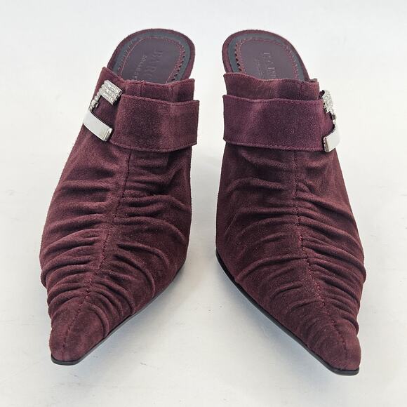 VTG Baroco Kitten Heel 6.5M Suede Ruched Studded Slip On Halloween Goth Witch - Picture 3 of 9